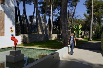 France, Alpes Maritimes, St Paul de Vence, Fondation Maeght, a museum of contemporary art, sculpture Young girl escaping (1968) by Joan Miro