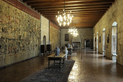 Portugal, région du Minho, Guimaraes, ville classée Patrimoine Mondial de l' UNESCO, Paço dos Duces de Bragança (Palais des Ducs de Bragance), le salon des pas perdus