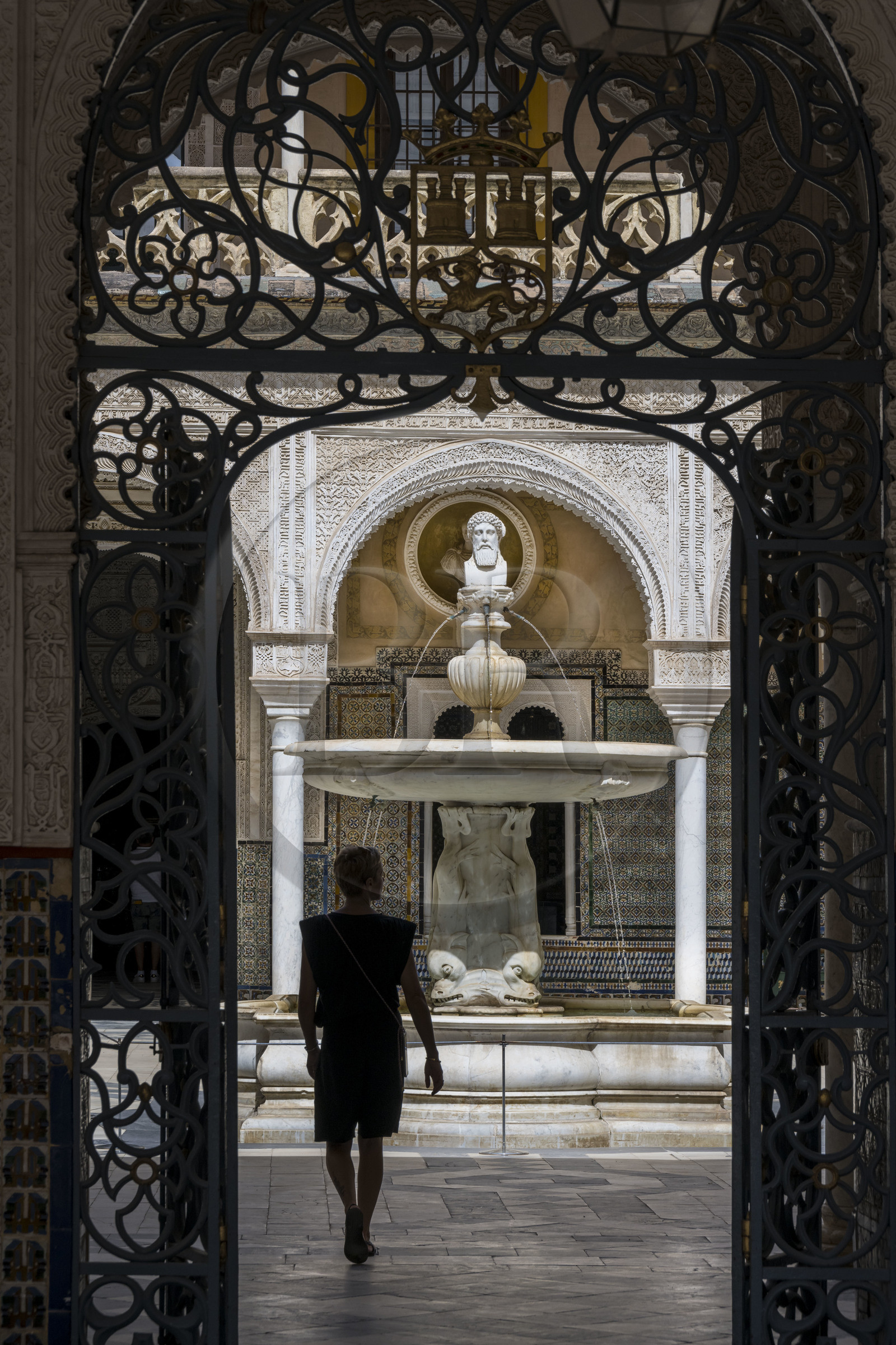 Espagne, Andalousie, Séville, la Casa de Pilatos (la maison de Pilate), palais de style mudéjar, le patio principal