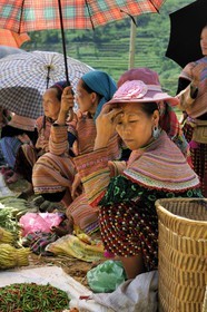 Vietnam, province de Lao Cai, région de Bac Ha, marché de Can Cau, femmes de la minorité Hmong Fleur