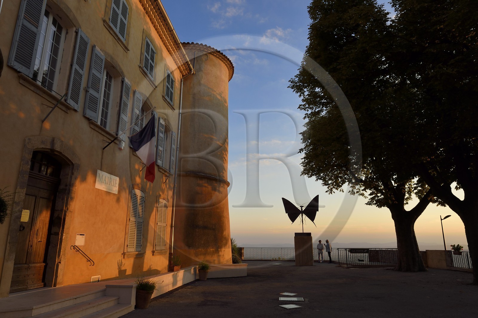 France, Var, the Dracenie, village de Tourtour, bronze called Flambé by Bernard Buffet on the esplanade of the town hall