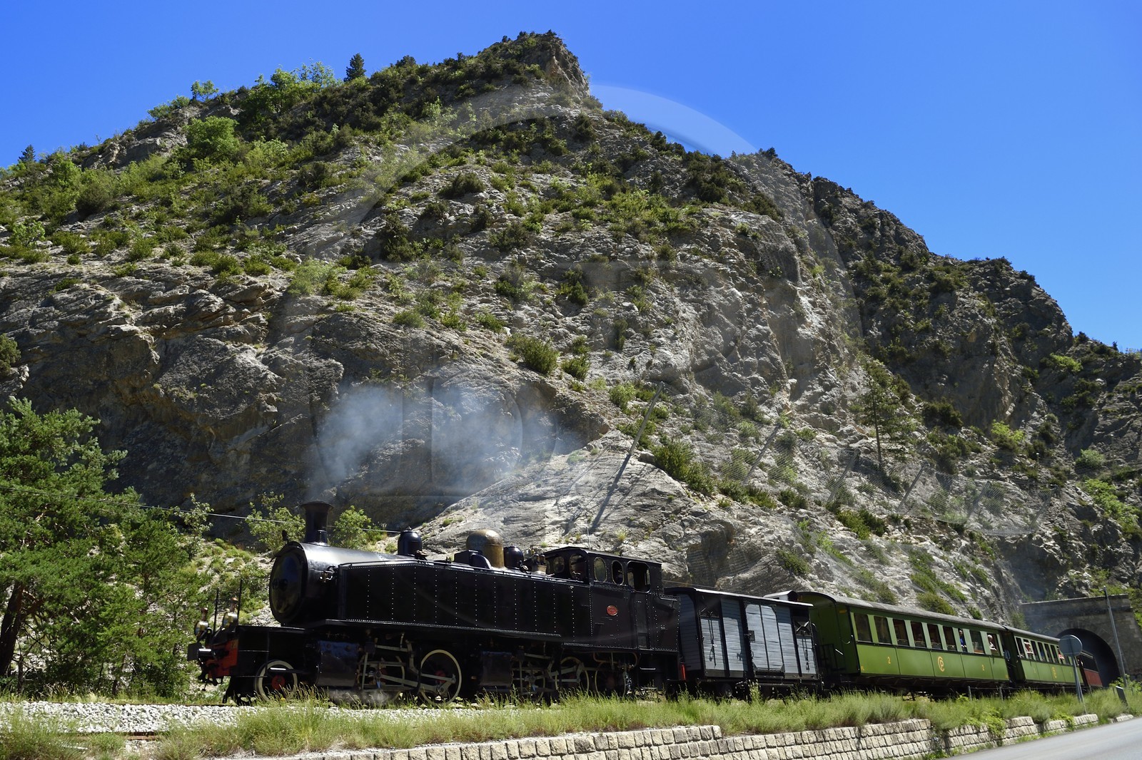 France, Alpes-de-Haute-Provence (04), Entrepierres, le Train des Pignes