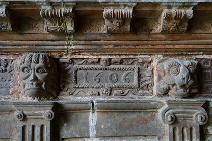 France, Finistere, Guimiliau, bas-relief or low relief under the south porch of the church in the Parish close (enclos paroissial)