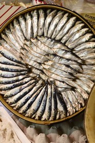 Spain, Andalusia, Almeria, Covered Central Market, sardines