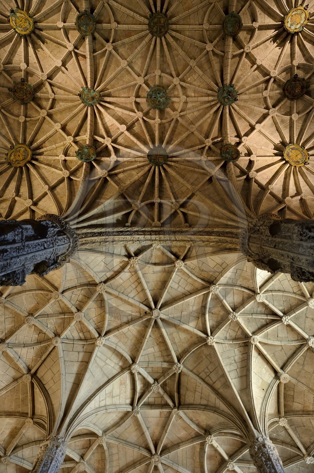 Portugal, Lisbonne, Bélem, Monastere des Hiéronymites (Mosteiro dos Jerónimos), classé Patrimoine Mondial de l'UNESCO, église Santa Maria, la décoration des piliers et de la voute sont de Joao de Castilho dans le pure style manuélin