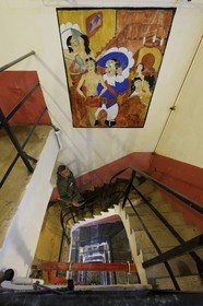 France, Bas-Rhin (67), Hunspach, la Ligne Maginot, le fort de Schoenenbourg, fresque érotique réalisé par des soldats français pendant la drôle de guerre