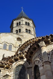 France, Puy de Dome, Clermont Ferrand, Notre-Dame-du-Port basilica in Auvergne Romanesque style, listed as a UNESCO World Heritage Site under the Routes of Saint-Jacques-de-Compostelle in France