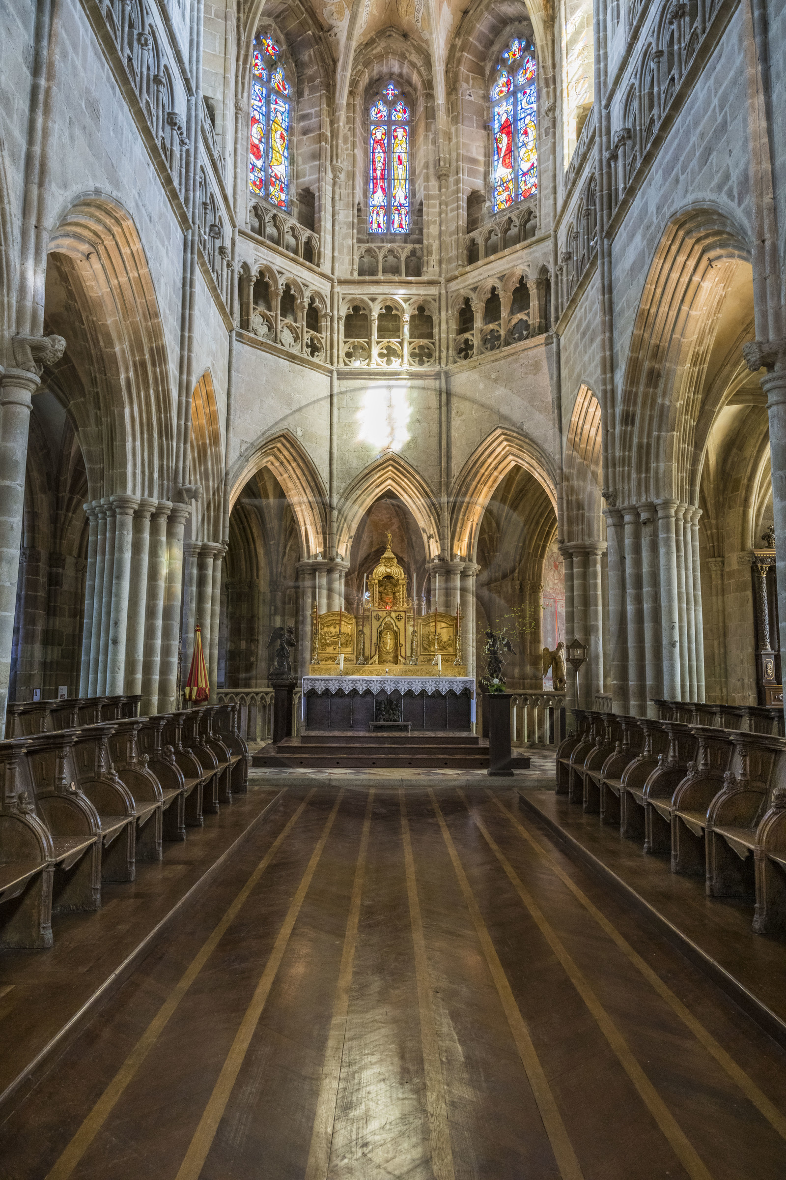 France, Côtes-d'Armor (22), Tréguier, cathédrale Saint-Tugdual, stalles de chêne du chœur sculptées entre 1509 et 1512 dans le choeur