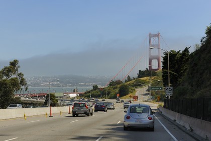 United States, California, San Francisco, Golden Gate Bridge from the motorway