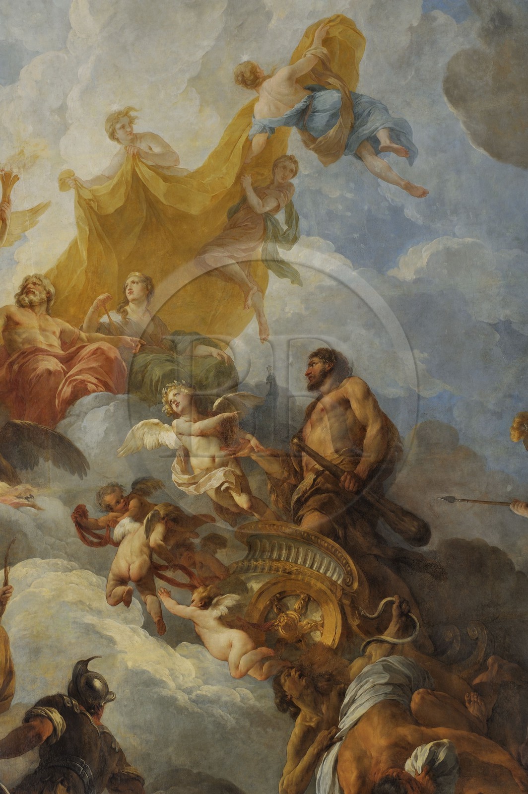 France, Yvelines (78), château de Versailles, classé Patrimoine Mondial de l'UNESCO, Salon d'Hercule, Hercule représenté sur la peinture du plafond