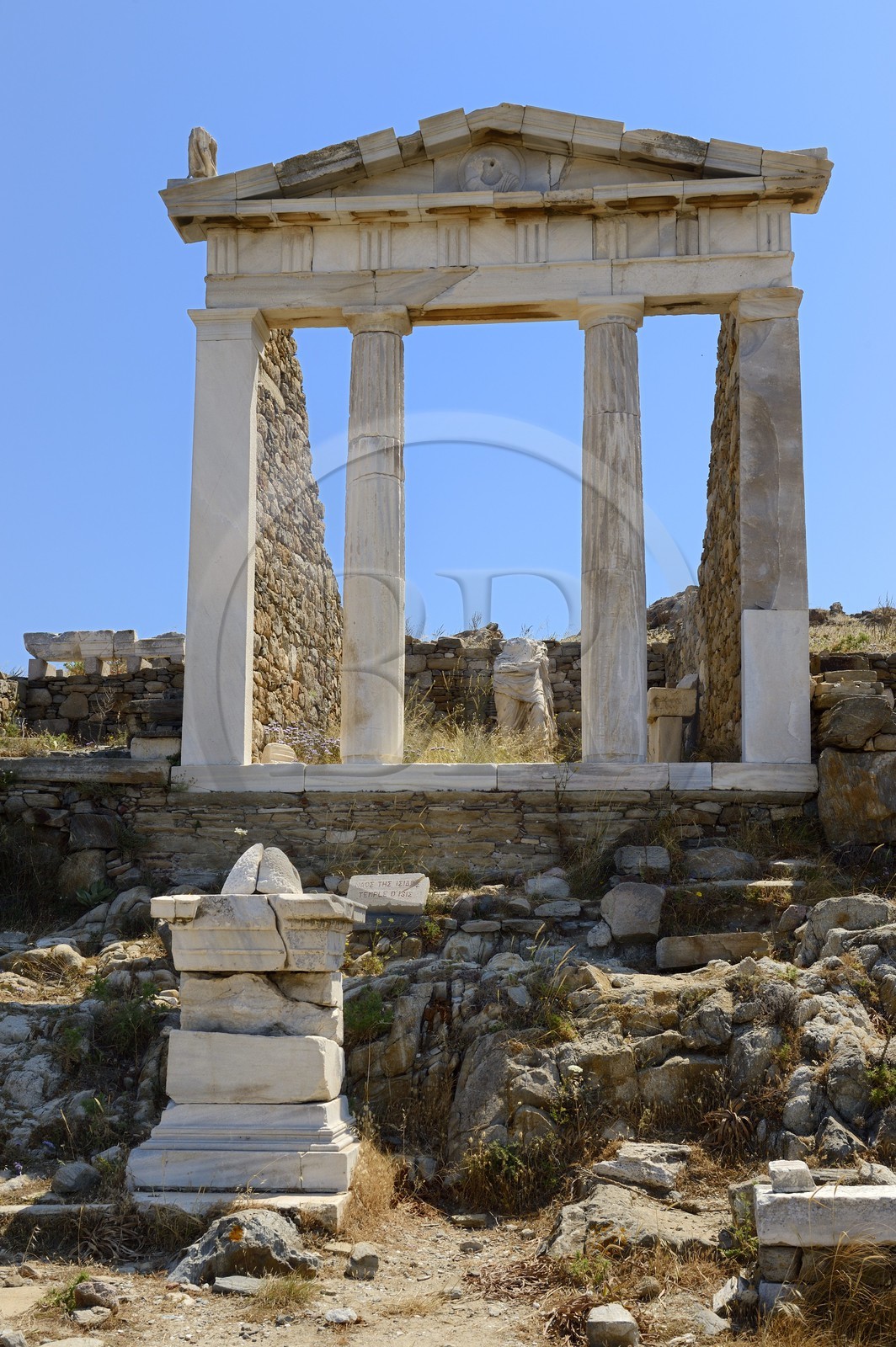 Greece, Cyclades islands, Delos, listed as World Heritage by UNESCO, the archaeological site of Delos, Apollo's Sanctuary, the most ancient city of the Aegean Sea, Temple of Isis
