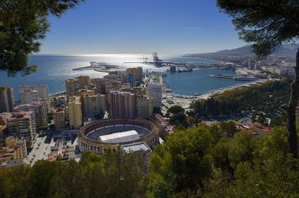 Spain, Andalusia, Malaga, the arenas (plaza de toros) and the port