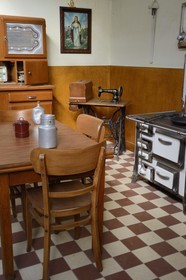France, Moselle, Fensch Valley, Neufchef, museum of ancient iron mine of Hayange, reconstruction of a 1950s kitchen in a miner's home