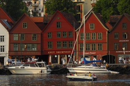 Norway, Hordaland, Bergen, Bryggen old German town pier, listed as World Heritage by UNESCO
