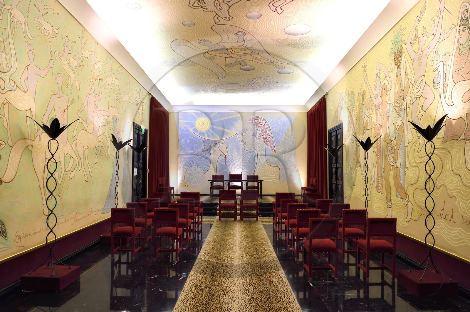 France, Alpes-Maritimes (06), Menton, l'Hotel de Ville, la salle des mariages entièrement décorée par Jean Cocteau en 1957