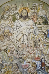 France, Marne (51), Reims, la chapelle Notre-Dame de la Paix ou chapelle Foujita, peintures de Leonard Foujita, les sept pechés capitaux