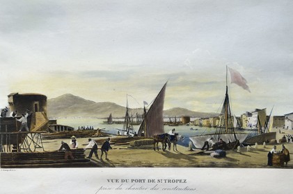 France, Var, Saint-Tropez, 16th century citadel, Museum of St. Tropez Maritime History, the shipyards of the Annonciade circa 1830