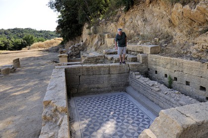 France, Herault, excavations at the hill of Castellas in Murviel-lès-Montpellier is the location of an important ancient settlement of the late Iron Age to the second century AD, Patrick Thollard archaeologist excavation manager