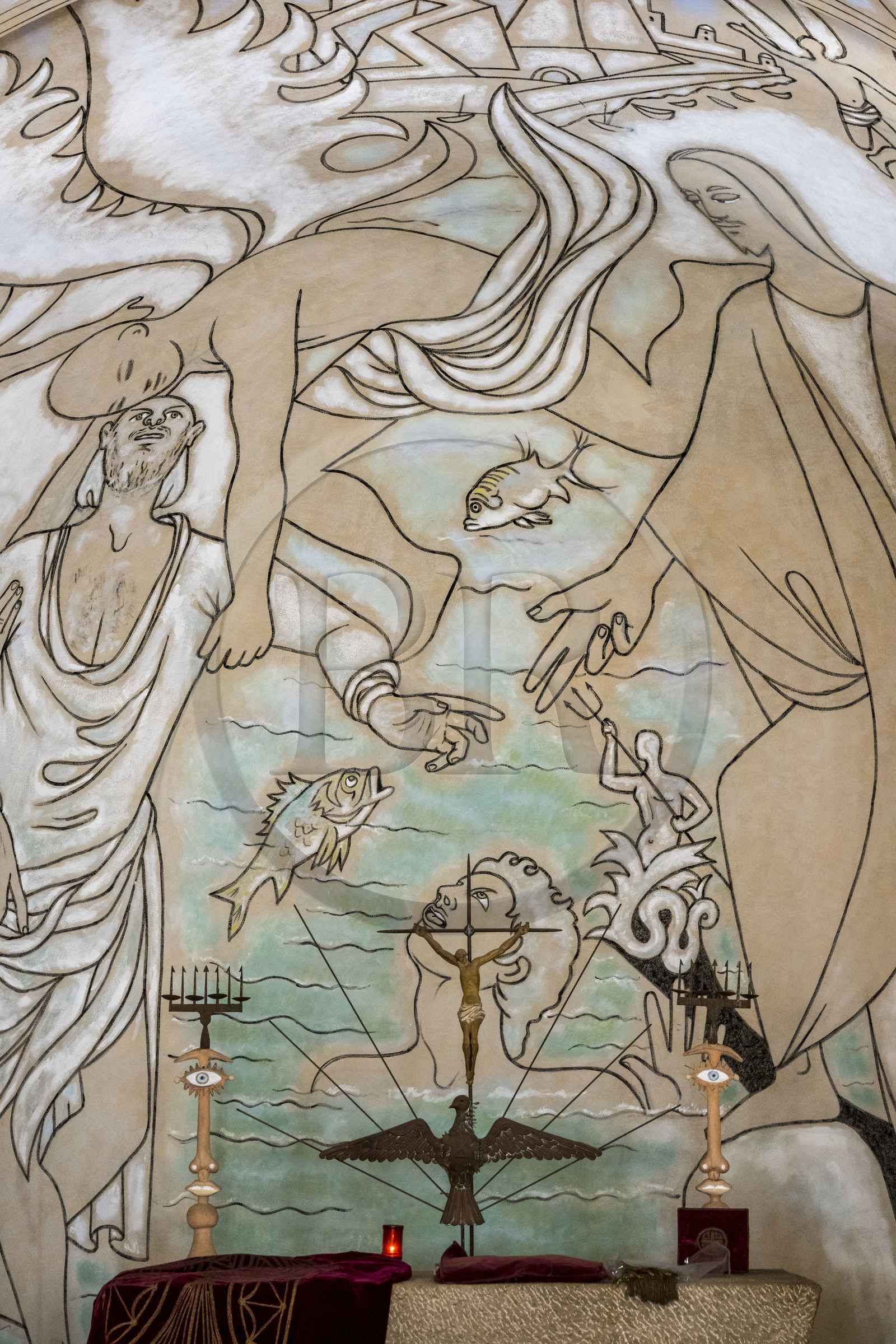 France, Alpes-Maritimes, the Saint Pierre chapel, property of the fishermen's association and decorated by Jean Cocteau