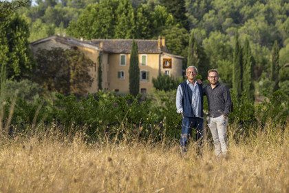 France, Var, Provence Verte (Green Provence), Bras village next to Saint Maximin, Le Peyrourier - une campagne en Provence, Claude Fussler and his son Fabrice