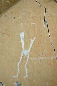 France, Alpes-Maritimes, parc national du Mercantour (Mercantour National Park), the Vallee des Merveilles (Valley of Wonders) towards the Pas de l'Arpette (Arpette pass), unfinished historic anthropomorphic engraving by the shepherd Maurizio Buin