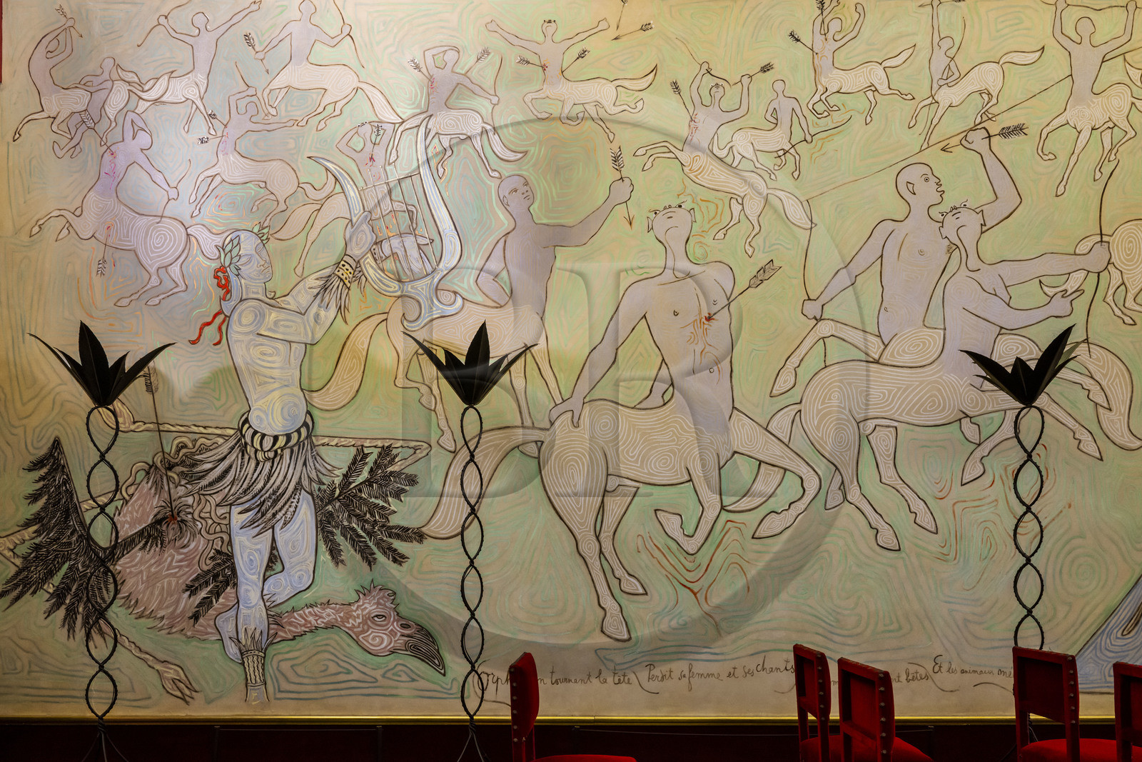 France, Alpes-Maritimes (06), Menton, l'Hotel de Ville, la salle des mariages entièrement décorée par Jean Cocteau en 1957