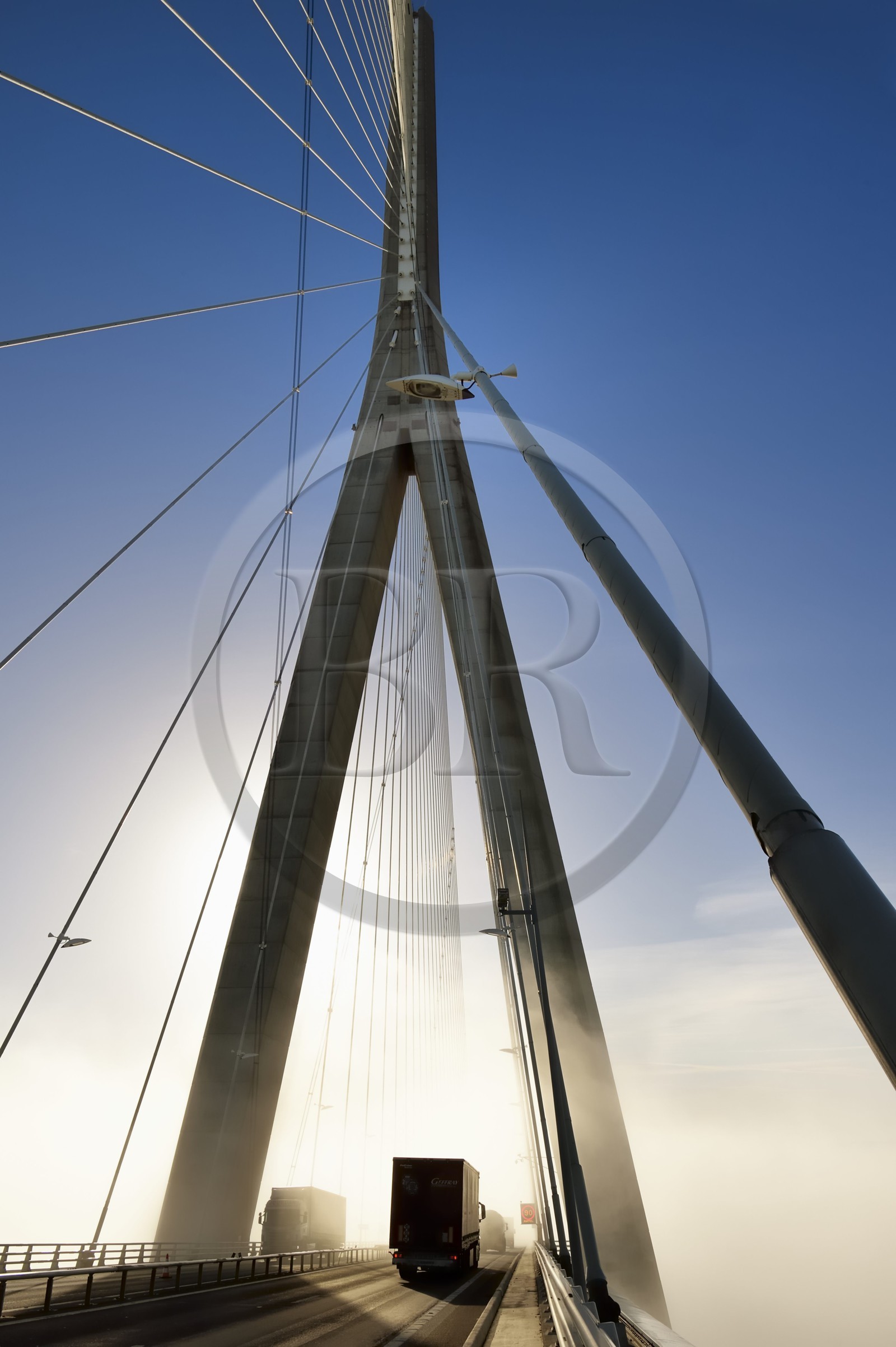 France, between  Calvados and Seine Maritime, the Pont de Normandie (Normandy Bridge) spans the Seine