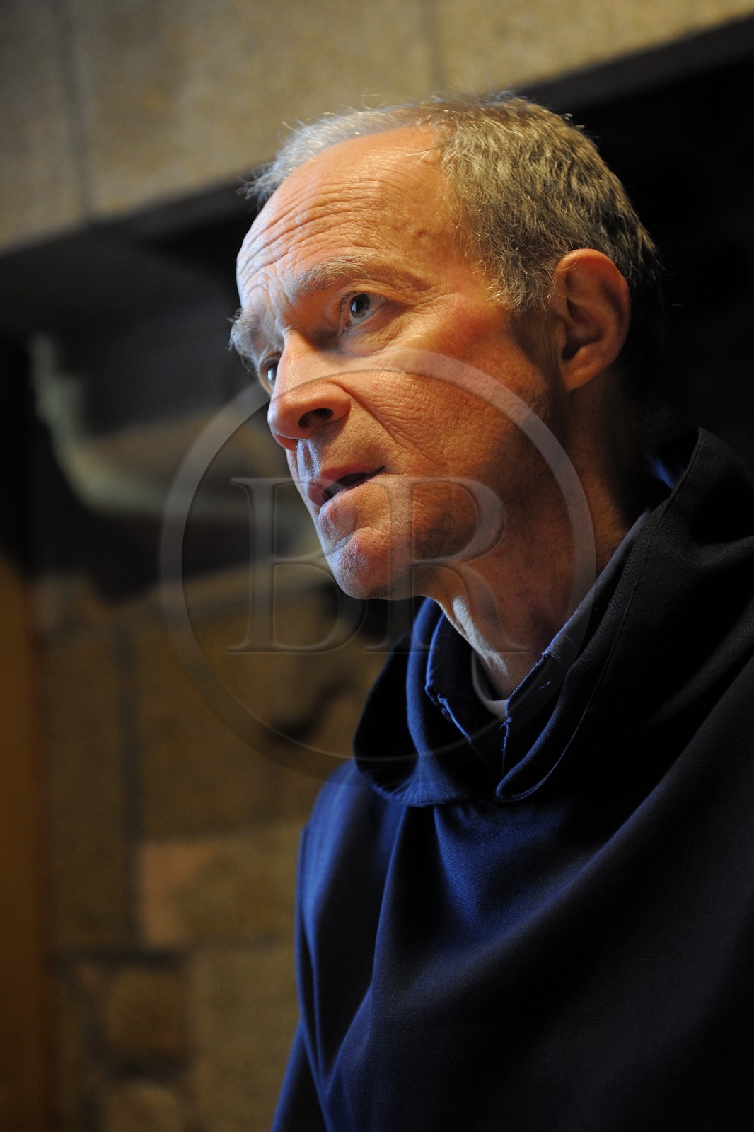 France, Manche (50), l'abbaye du Mont-Saint-Michel, classé Patrimoine Mondial de l'UNESCO, frère François-Marie supérieur des Fraternités Monastiques de Jérusalem