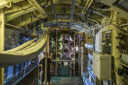 France, Morbihan (56), Lorient, Lorient La Base, ancienne base de sous-marins construite par les Allemands durant la Seconde Guerre mondiale, sous-marin Flore S645 en service de 1964 à 1989 et son musée