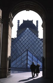 France, Paris, Museum and The Louvre Pyramid of Pei in the middle of the Cour Carree