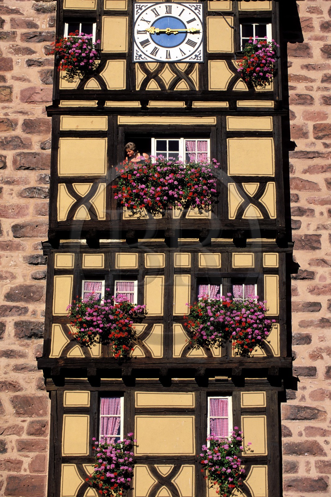 France, Haut Rhin, the Alsace Wine Route, Riquewihr village, labelled Les Plus Beaux Villages de France (The Most Beautiful Villages of France), Dolder Gate