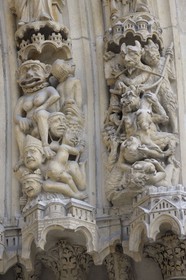 France, Paris (75), île de la Cité, la cathédrale Notre-Dame, portail du Jugement dernier, l'enfer