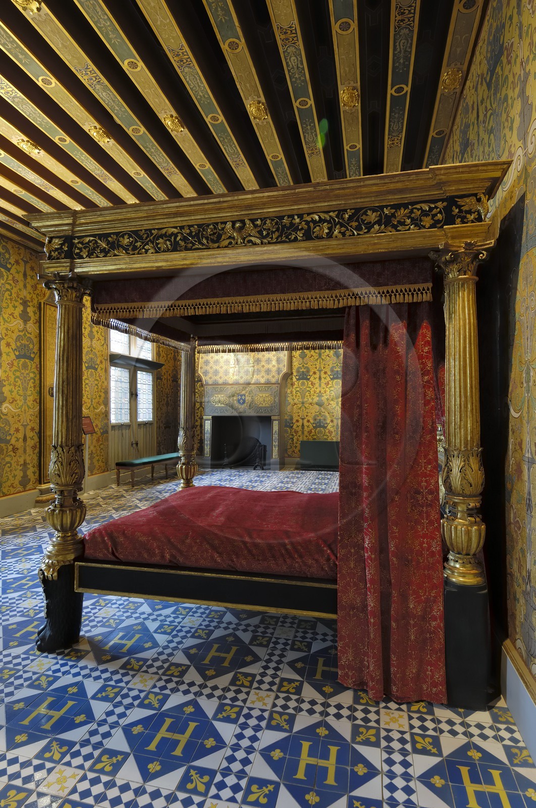 France, Loir-et-Cher (41), vallée de la Loire classée au Patrimoine Mondial de l'UNESCO, château de Blois, la chambre du Roi Henri III