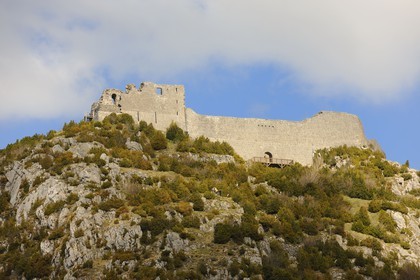 France, Ariège (09), Pays d' Olmes, château cathare de Montségur perché sur un pog