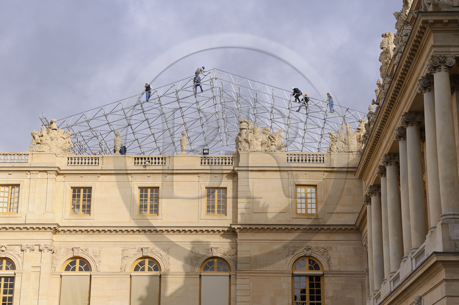 France, Yvelines (78), château de Versailles, classé Patrimoine Mondial de l'UNESCO, travaux sur l'aile de la Reine