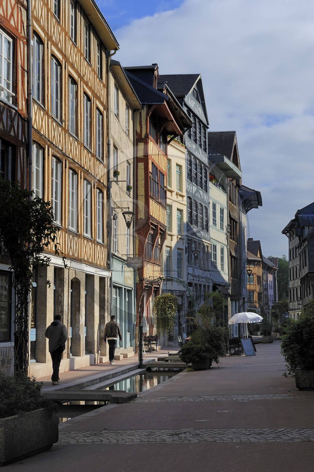 France, Seine-Maritime, Rouen, the Eau-de-Robec street with a reconstitution of the river that flowed there in the past