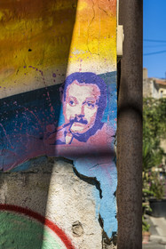 France, Hérault (34), Sète, peinture murale hommage à Georges Brassens dans la rue de Tunis