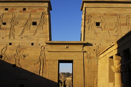 Egypte, Haute-Egypte, Nubie, vallée du Nil, Assouan, île d'Agilka, Philae classé Patrimoine Mondial de l'UNESCO, le temple d'Isis