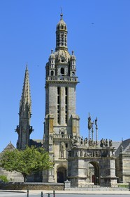 France, Finistere, Pleyben, the church and the calvary in the Parish close (enclos paroissial)
