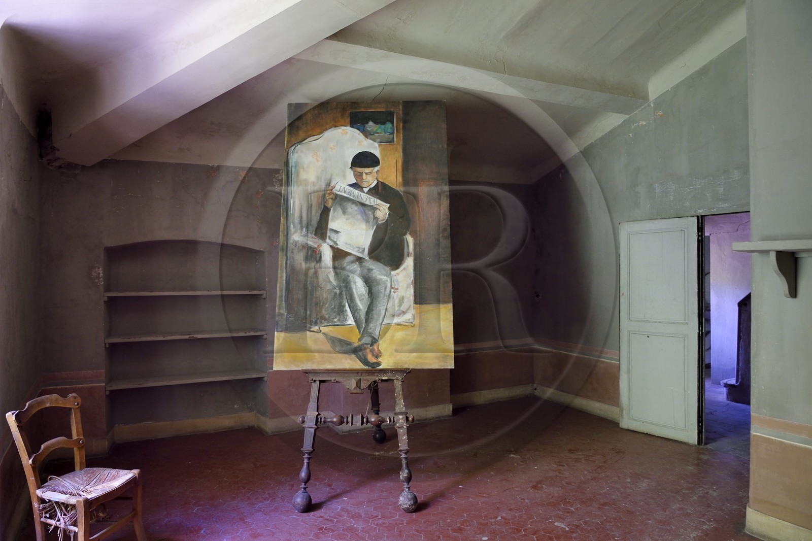 France, Bouches-du-Rhône (13), Aix en Provence, maison de la famille Cézanne au Jas de Bouffan, le premier atelier de Paul Cézanne installé dans la bastide familliale par son père, copie du portrait qu'il a fait de son père