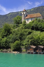 Switzerland, Canton of Bern, Bernese Oberland, Interlaken, Lake Brienz (Brienzer See), Ringgenberg church