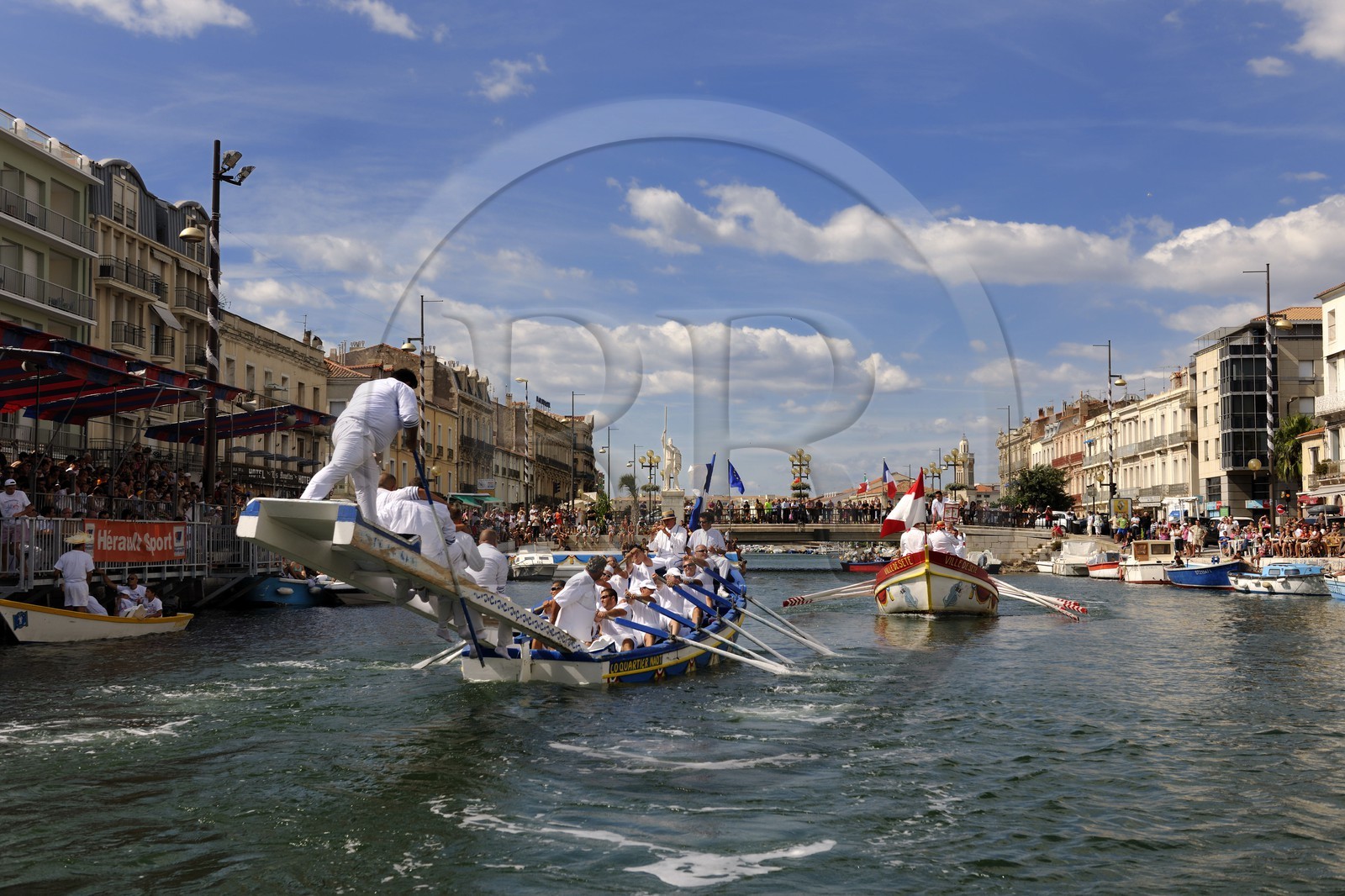 France, Herault, Sete, canal Royal (Royal Canal), Fete de la Saint Louis (St Louis's feast), sea jousting