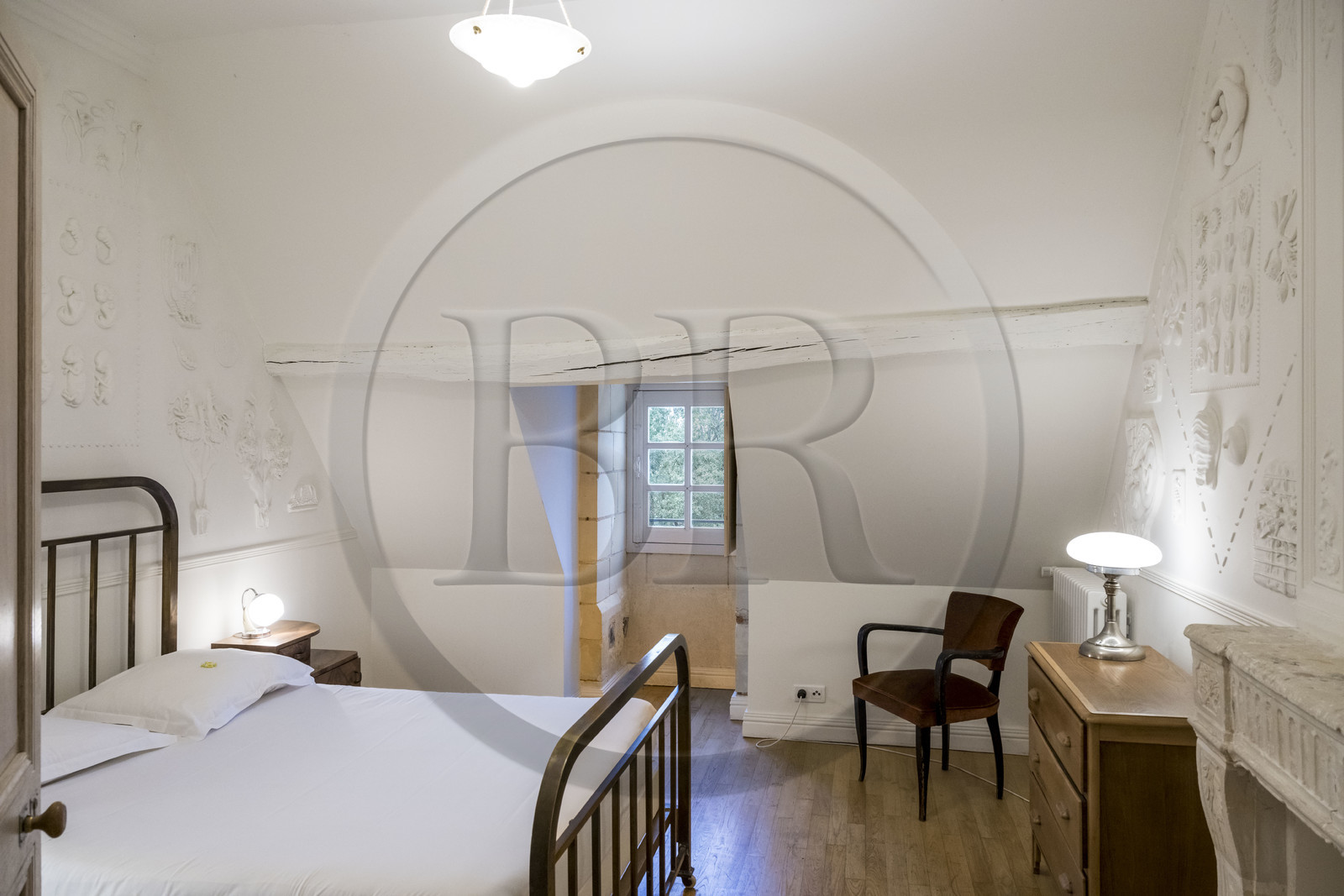 France, Loire Atlantique, Saint Jean de Boiseau, contemporary art collection Estuaire, guest rooms which are Artists' Rooms at Chateau du Pé, La Grande Question room created by Bevis Martin and Charlie Youle