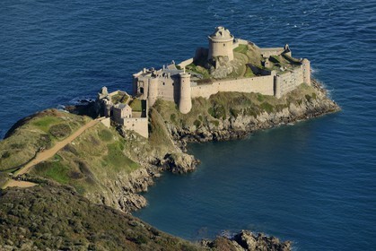 France, Cotes d'Armor, Plevenon, Fort La Latte castle 13 and 14th centuries (aerial view)