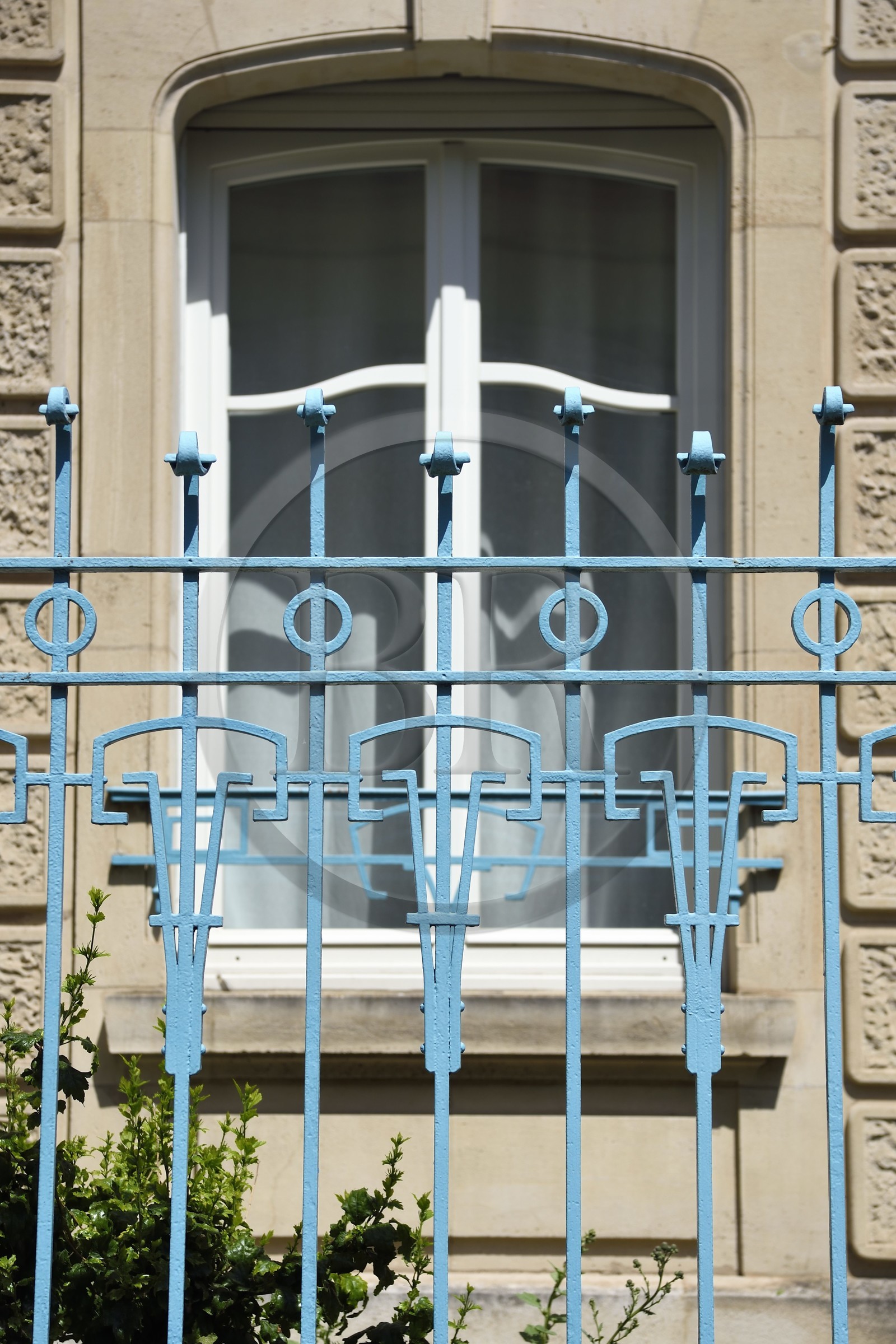 France, Meurthe-et-Moselle, Nancy, Art Nouveau wrought iron fence of a house Rue Felix Faure