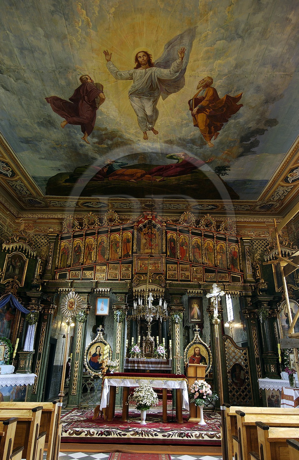 Pologne, Précarpates, intérieur d'une église orthodoxe classée Patrimoine Mondial de l'UNESCO vers Mrzyglod au nord de Sanok