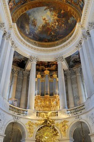France, Yvelines (78), château de Versailles, classé Patrimoine Mondial de l'UNESCO, la Chapelle Royale, encore utilisée pour des concerts, l'orgue