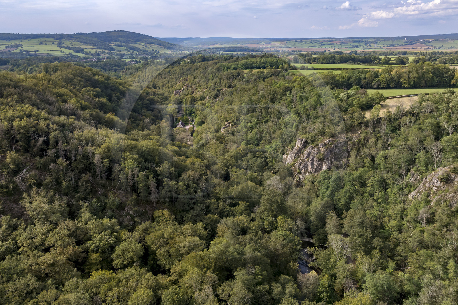France, Yonne, the Cousin River valley between Pontaubert and Avallon (aerial view)