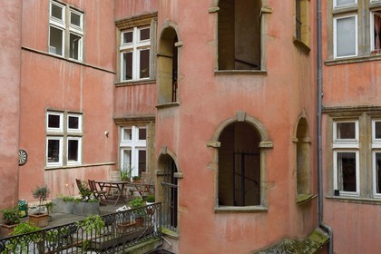 France, Rhone, Lyon, historical site listed as World Heritage by UNESCO, Vieux Lyon (Old Town), Maison du Crible also called Tour Rose, 16 rue du Bœuf