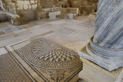 Israel, Haifa District, Caesarea (Caesarea Maritima), ruins of Caesarea, mosaic floor of a Roman house